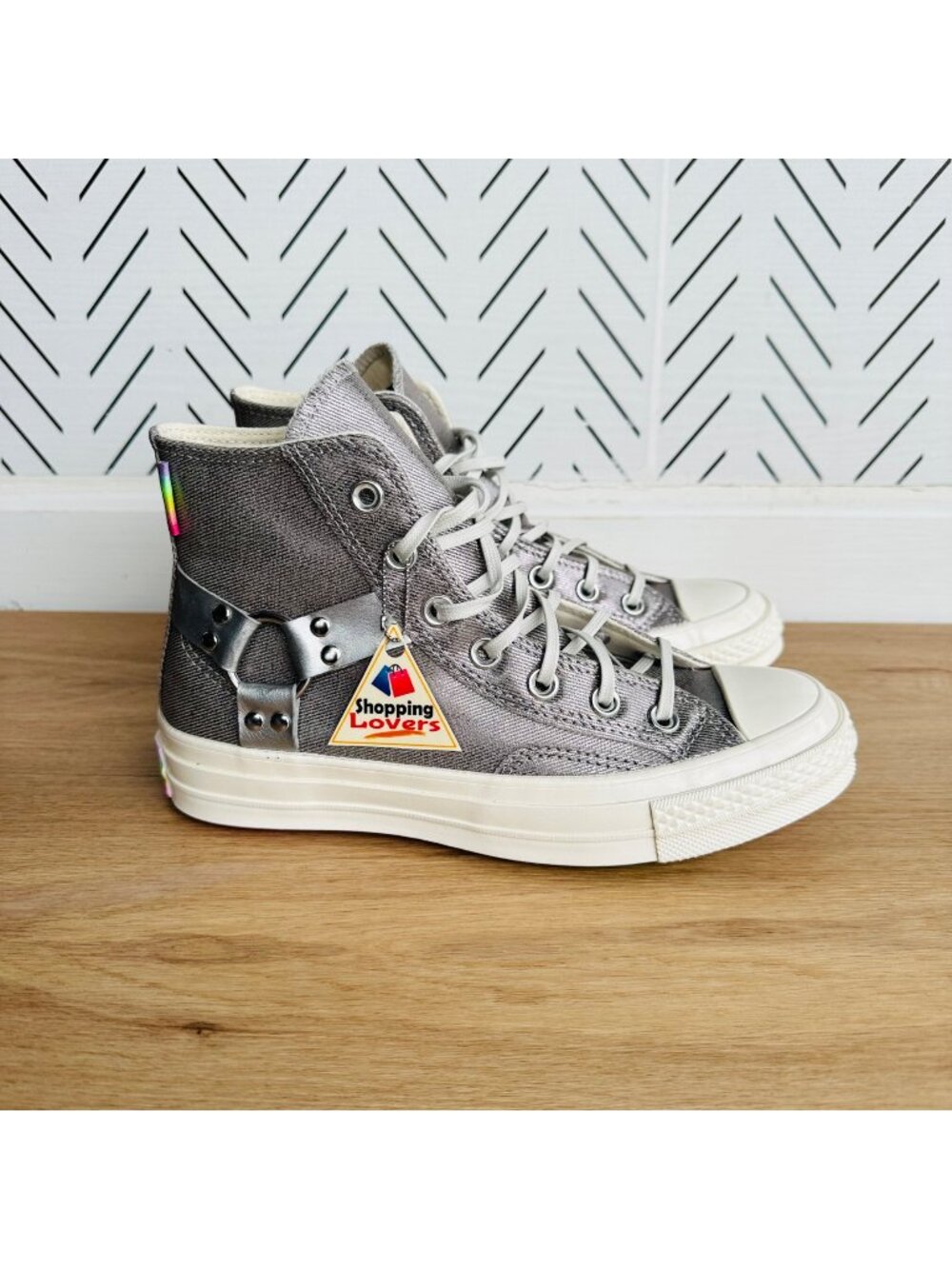 ❤️Converse Chuck 70 Pride Hi Silver Sz 7.5 Men's Shoes Metallic Sneaker A10214C